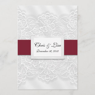 Embossed Lace Deep Red Bible Scripture Wedding 12x Einladung