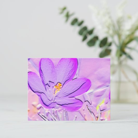 Embossed Lila Crocus Postkarte (Stehend Vorderseite)