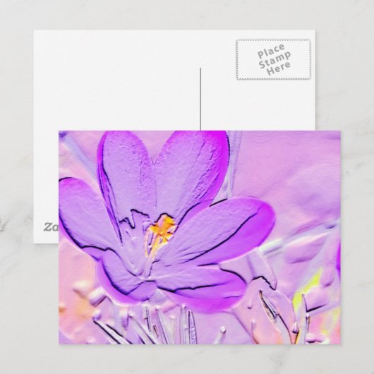Embossed Lila Crocus Postkarte (Vorne/Hinten)