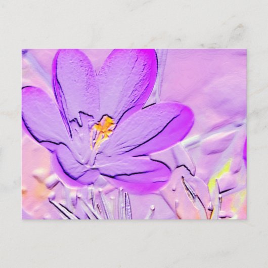 Embossed Lila Crocus Postkarte (Vorderseite)