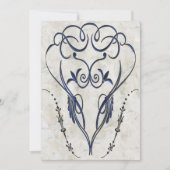 Embossed Look Blue Scroll Elegante Einladungen (Vorderseite)