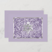 Embossed Look Damask Lavender mit Star Einladung (Vorne/Hinten)