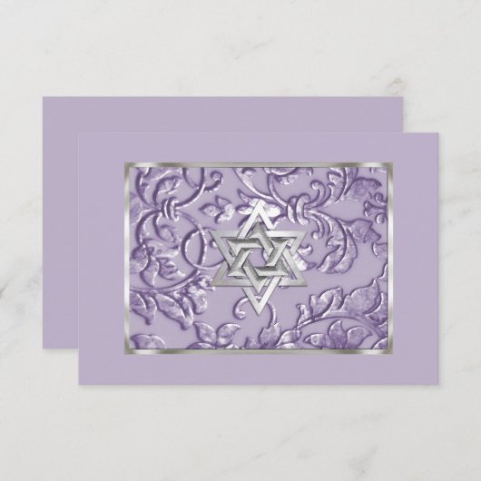 Embossed Look Damask Lavender mit Star Einladung (Vorne/Hinten)