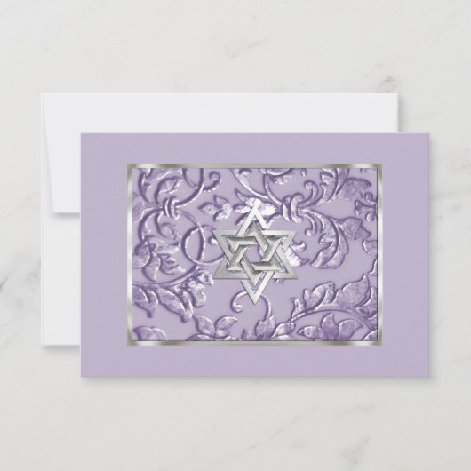 Embossed Look Damask Lavender with Star RSVP (Vorderseite)