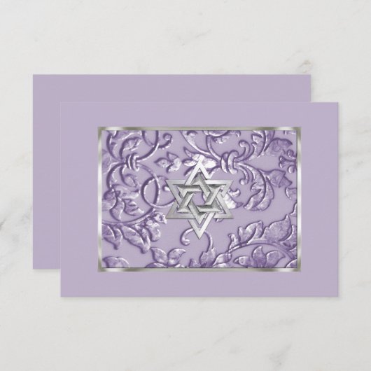 Embossed Look Damask Lavender with Star RSVP (Vorne/Hinten)
