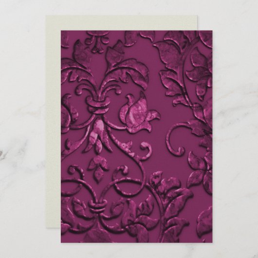 Embossed Look Damask Magenta Einladung (Vorne/Hinten)