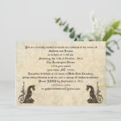 Embossed Look Dragons Goth Wedding Einladungen (Stehend Vorderseite)