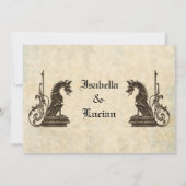 Embossed Look Dragons Goth Wedding Einladungen (Rückseite)