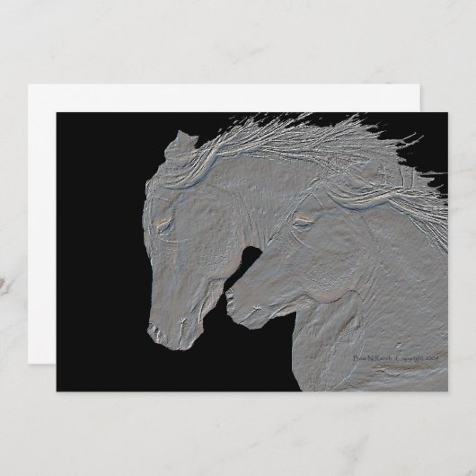 Embossed Look Pferde Schwarzer Hintergrund (Vorne/Hinten)