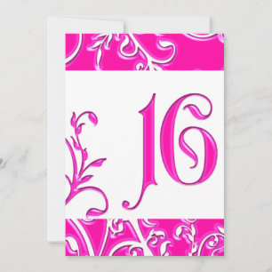 Embossed Look Pink Sweet 16 Geburtstag Einladung