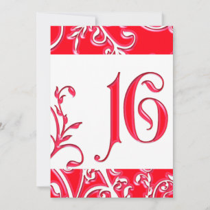 Embossed Look Red Sweet 16 Geburtstag Einladung