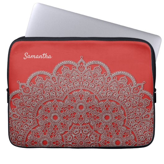 Embossed Looking White Mandala Laptop Case (Vorderseite)