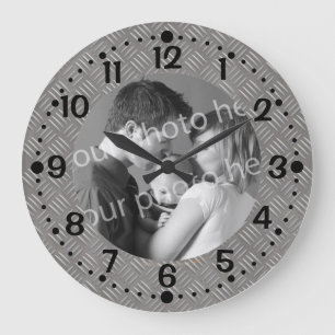 Embossed Metal Look Custom Foto Clock mit/Minuten Große Wanduhr