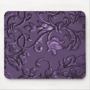 Embossed Metallic Damask, Lila Mousepad