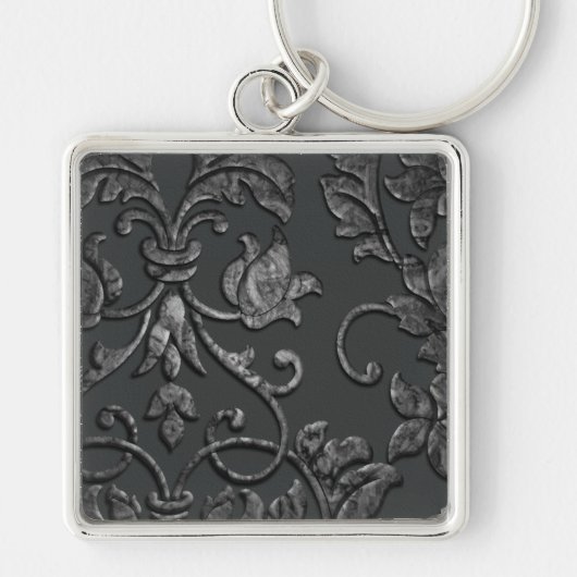 Embossed Metallic Damask, Pewter Schlüsselanhänger (Vorne)