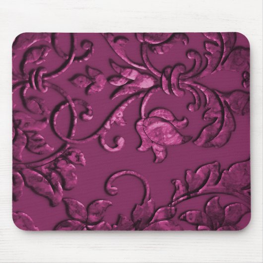 Embossed Metallic Damask Raspberry Mousepad (Vorne)