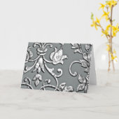 "Embossed Metallic" Damask Silver Karte (Gelbe Blume)
