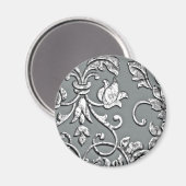 Embossed Metallic Damask Silver Magnet (Vorderseite/Rückseite)
