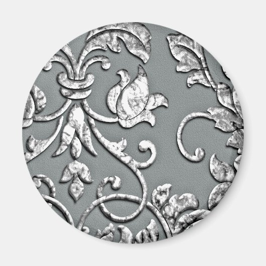 Embossed Metallic Damask Silver Magnet (Vorne)