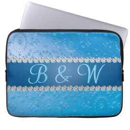 Embossed Monogram Blue Blume Laptopschutzhülle