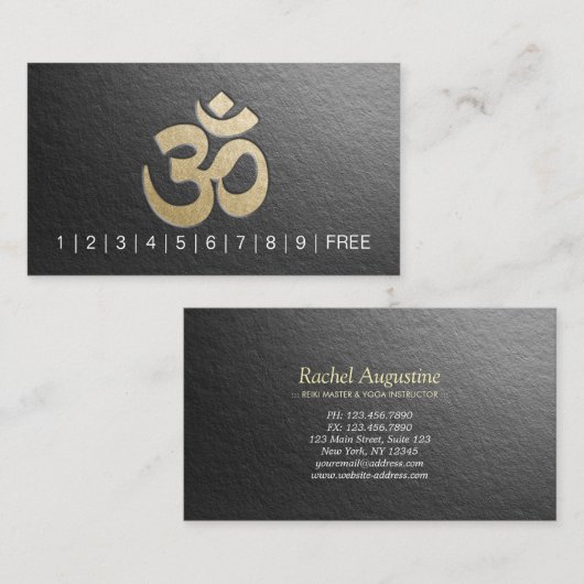 Embossed OM Symbol YOGA Instructor Loyalty Punch Treuekarte (Vorne/Hinten)