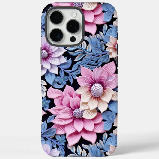 Embossed Pink Florals Case-Mate iPhone Hülle (Rückseite)