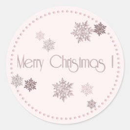 Embossed Pink Frohe Weihnachtsschneeflocken Dotted Runder Aufkleber