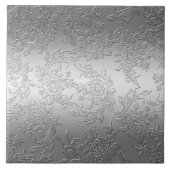 Embossed Polished Silver Rose und Tulips Fliese (Vorderseite)