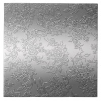 Embossed Polished Silver Rose und Tulips