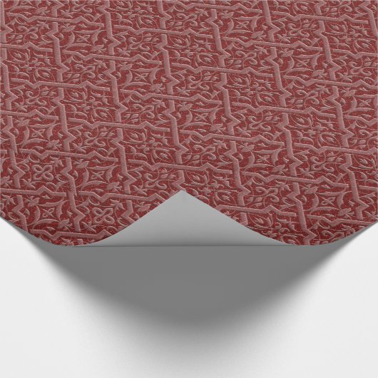 Embossed Red Glitzer Damask Geschenkpapier (Ecke)