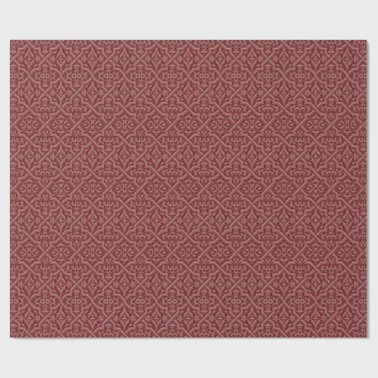 Embossed Red Glitzer Damask Geschenkpapier (Flach)