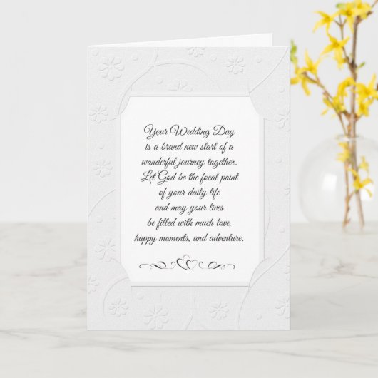 Embossed Religious Wedding White Karte (Gelbe Blume)