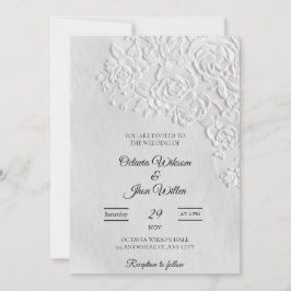 Embossed Roses Deckled Edge Sage Wedding Einladung