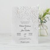 Embossed Roses Deckled Edge Sage Wedding Einladung (Stehend Vorderseite)
