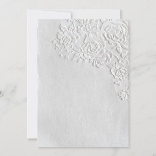 Embossed Roses Deckled Edge Sage Wedding Einladung (Rückseite)