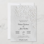 Embossed Roses Deckled Edge Sage Wedding  Einladung (Vorderseite)