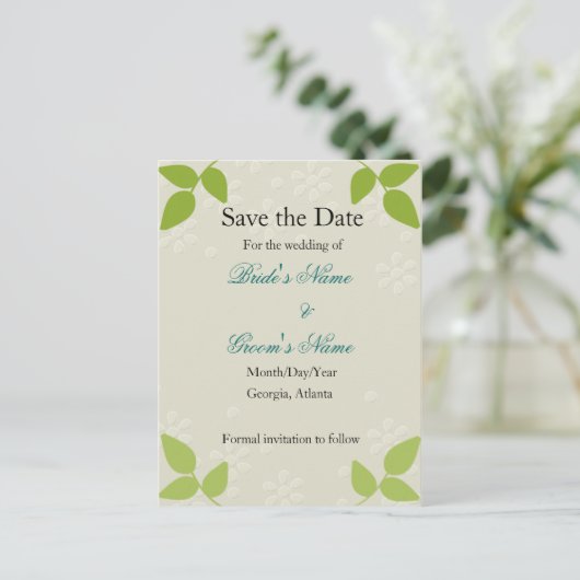 Embossed - Save the Date Karte (Stehend Vorderseite)