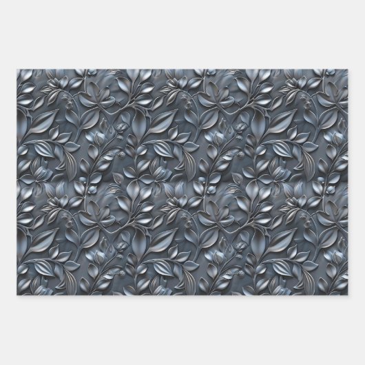 Embossed Shades of Navy Blue Geschenkpapier Set (Vorderseite 3)