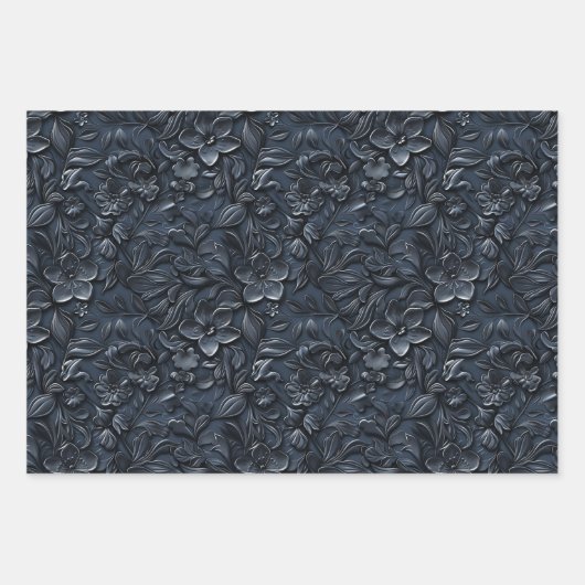 Embossed Shades of Navy Blue Geschenkpapier Set (Vorderseite 2)