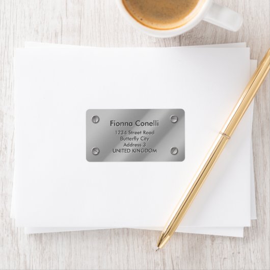 Embossed Silver Steel Plate Address Label Template Adressaufkleber (Insitu)