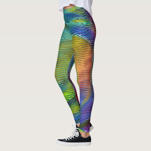 Embossed Spiralregenbogen und unordentliche Streif Leggings (Links)