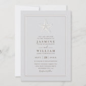 Embossed Starfish Coastal Formal QR Code Wedding Einladung (Vorderseite)