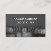 Embossed Taxi Service City Lights Bokeh Visitenkarte (Vorderseite)