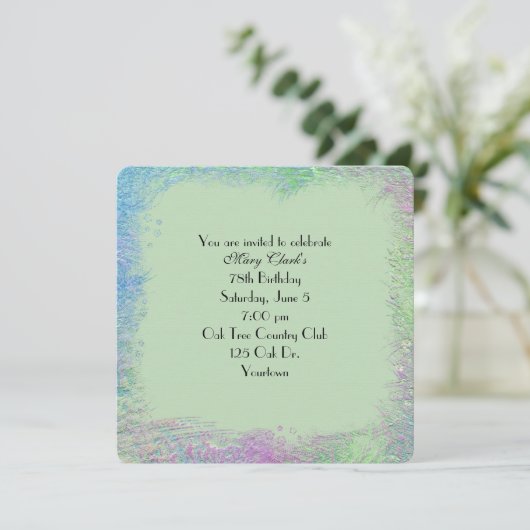 Embossed Watercolor Abstrakte Einladung (Stehend Vorderseite)