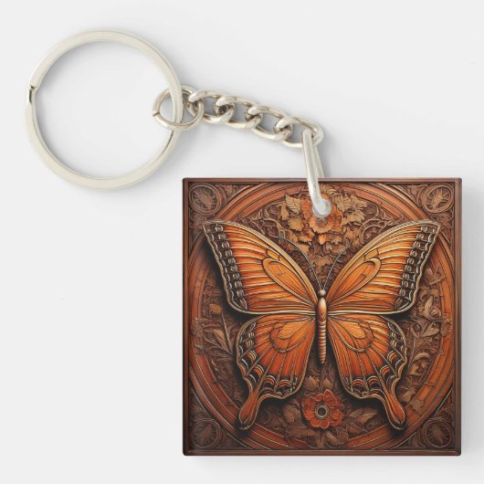 Embossed Wood Butterfly Schlüsselanhänger (Vorderseite)