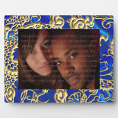 Embosses Gold Dragon auf Blue Satin Print Fotoplatte (Vorderseite)