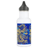 Embosses Gold Dragon auf Blue Satin Print Trinkflasche (Links)