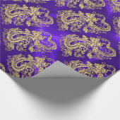 Embosses Gold Dragon auf Lila Satin Print Geschenkpapier (Ecke)