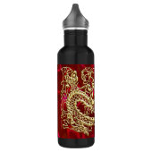 Embosses Gold Dragon auf Red Satin Print Edelstahlflasche (Links)