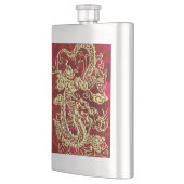 Embosses Gold Dragon auf Red Satin Print Flachmann (Links)